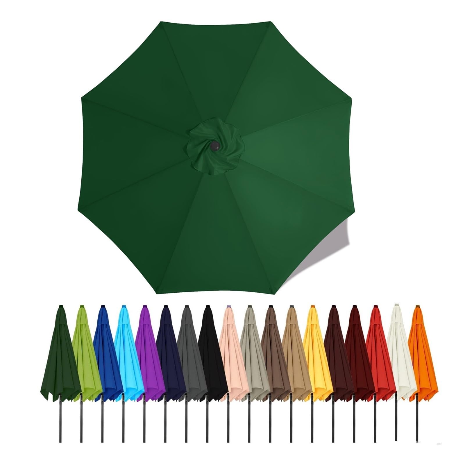 Duchunsheng Replacement Canopies Parasols 6 Rib/8 Arms Blue Gray Green White Umbrella Canopy 2 2.5 2.7 3 4M Waterproof Anti-UV Sun Umbrella Parasol Cover Outdoor Patio Garden(Dark green,2.3m - 6Ribs)