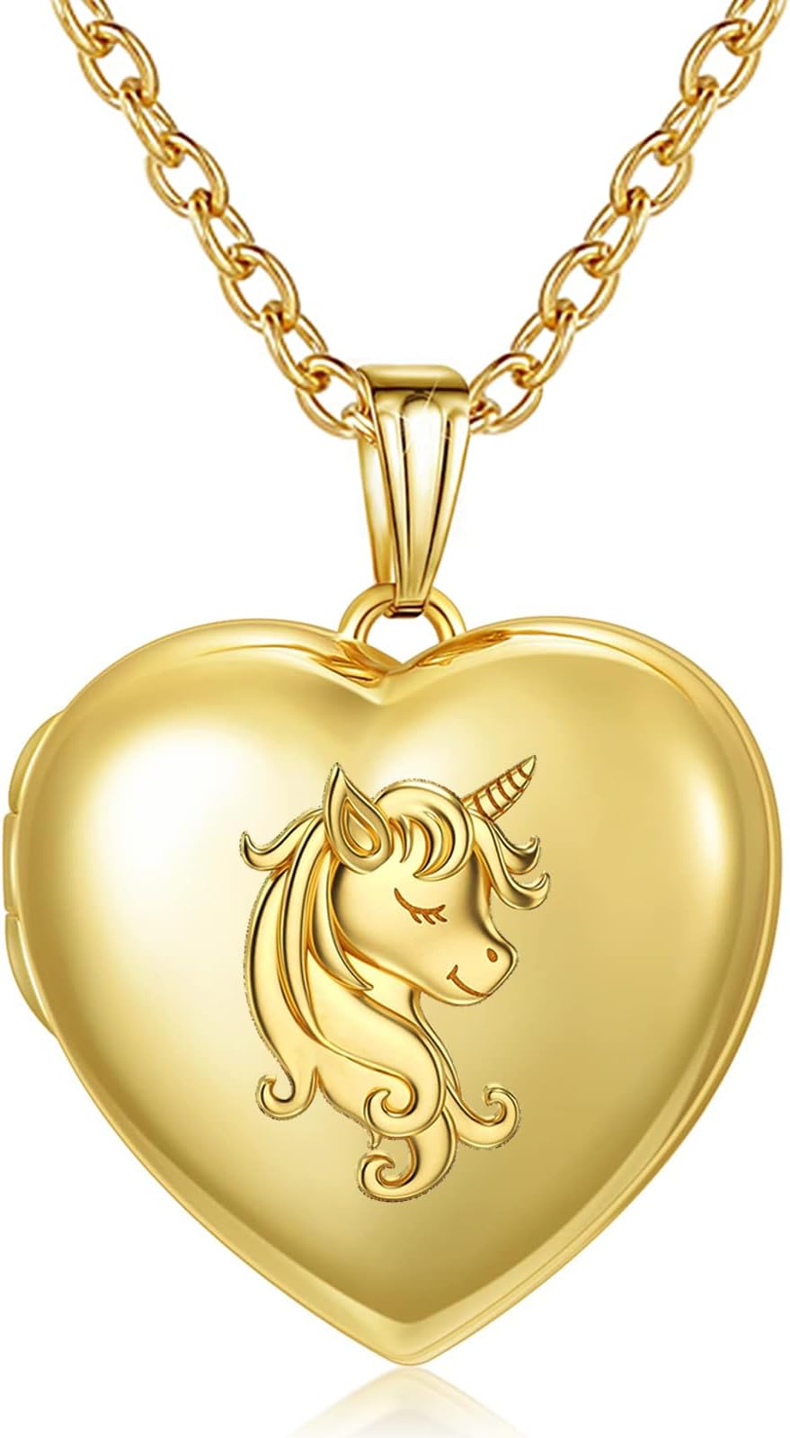 Love Heart Locket Necklace that Holds Pictures Polished Lockets Necklaces Birthday Gifts Unicorn