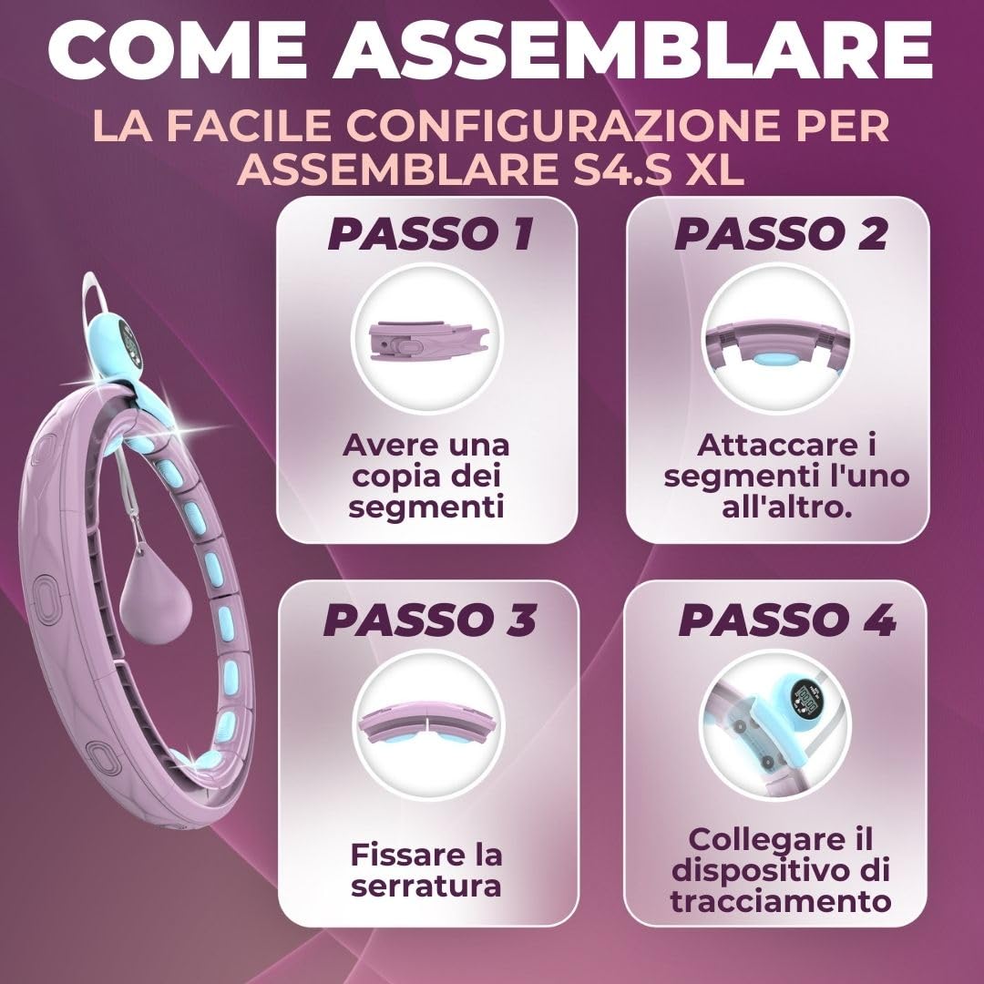 Swiss Activa+ Smart Hula Hoop con contatore che non cade mai - Hula Hoop Intelligente Fitness con Peso e Massaggio Circolare - Misura Regolabile, Ideale per Adulti Bambini e Principianti