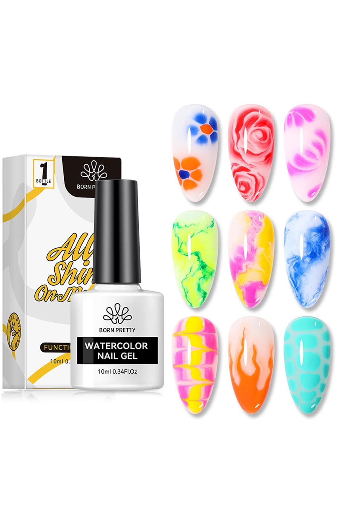 Born Pretty Şeffaf Renk Watercolor (Suluboya) Efekt Tırnak Jeli (56002) 2184