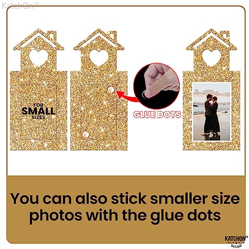 Image of Pre-Strung Glitter Photo Engaged Banner - 2 String, 10 Feet | Glitter Ring Engagement Photo Banner for Bachelorette Party Decorations | Engagement Party Decorations | She Said Yes Decoration, KatchOn