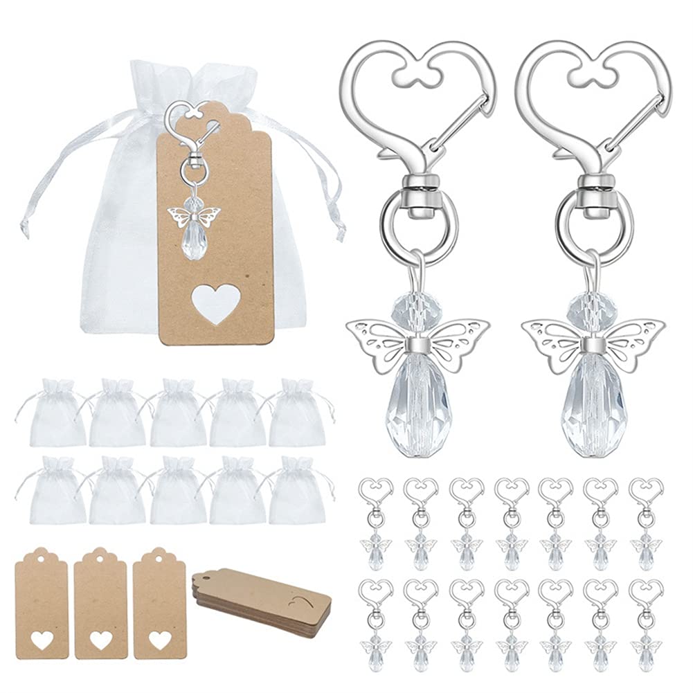 CTRLZS 30 Pcs Angel Keychain Souvenir Wedding Gifts Baby Shower Favor Gifts Set with Tag Drawstring Candy Bag