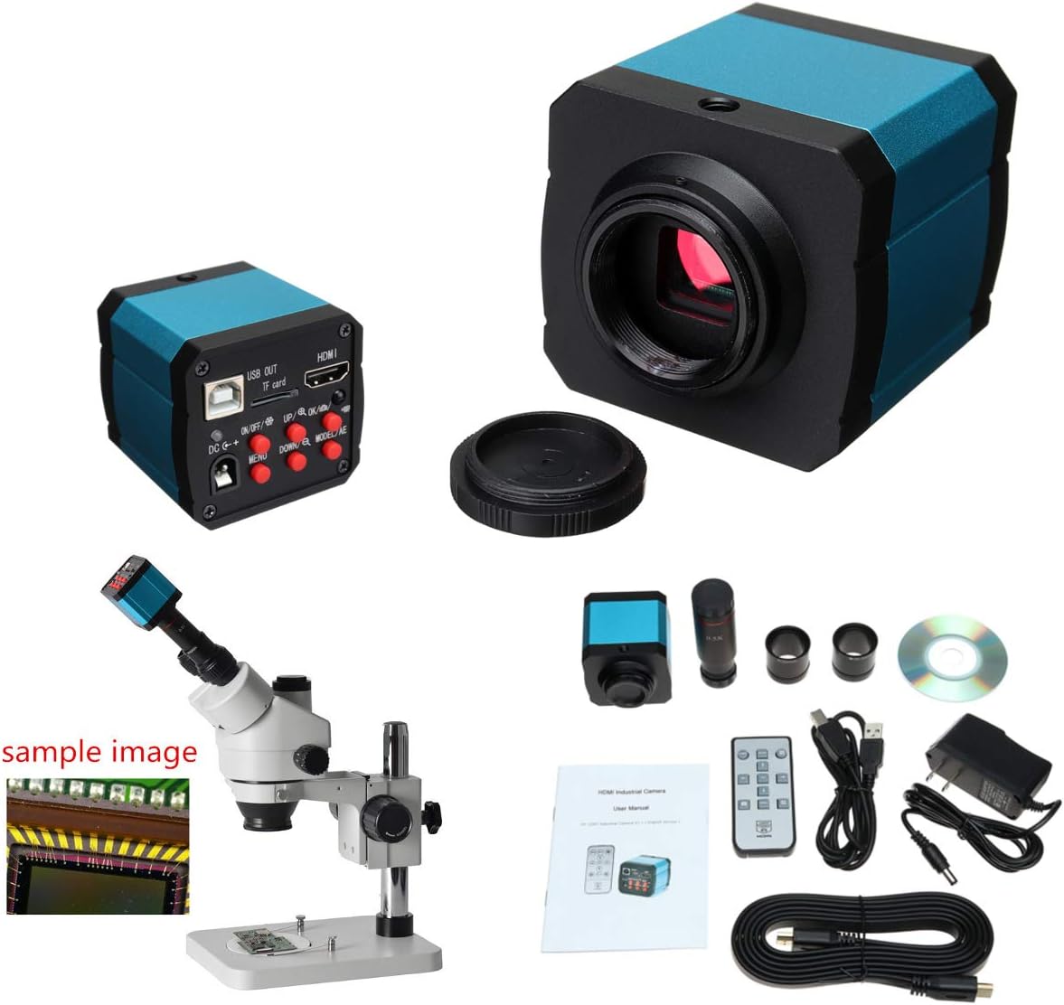 16MP 1080P 60FPS USB C-mount Digital Industry Video Microscope Camera with HDMI Cable