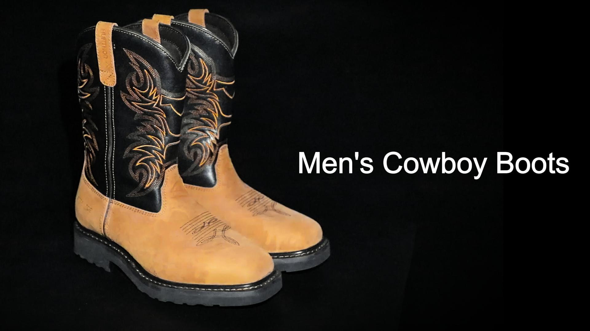 Amazon.com | Hunthor Men's Cowboy Work Boots, Square Steel Toe EVA