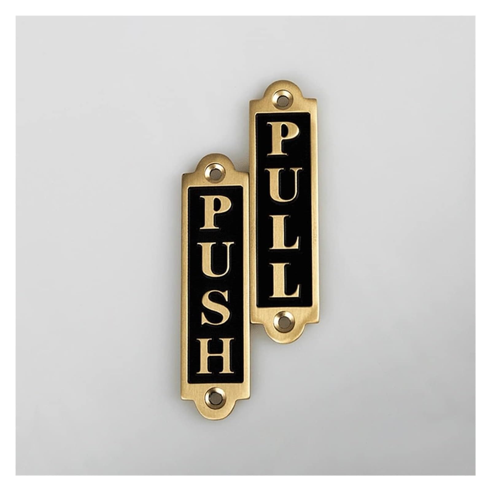Znaki na drzwi Push Pull, mosiądz, zestaw pary znaków na drzwi dla firm, restauracji, barów, hoteli, szkół, kawiarni, drzwi drewniane, nie do rozdarcia - 9,3 x 2,4 cm PULL