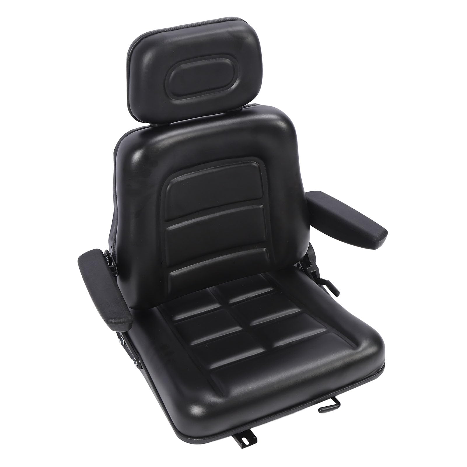 Sedile per Trattore Regolabile Universale Carrello Elevatore Escavatore Dozer Nero (Con Bracciolo)