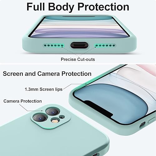 Miniatura 4 de Vooii Compatible con iPhone 11, silicona líquida mejorada con bordes cuadrados, protección de la cámara, forro de microfibra antiarañazos suave,