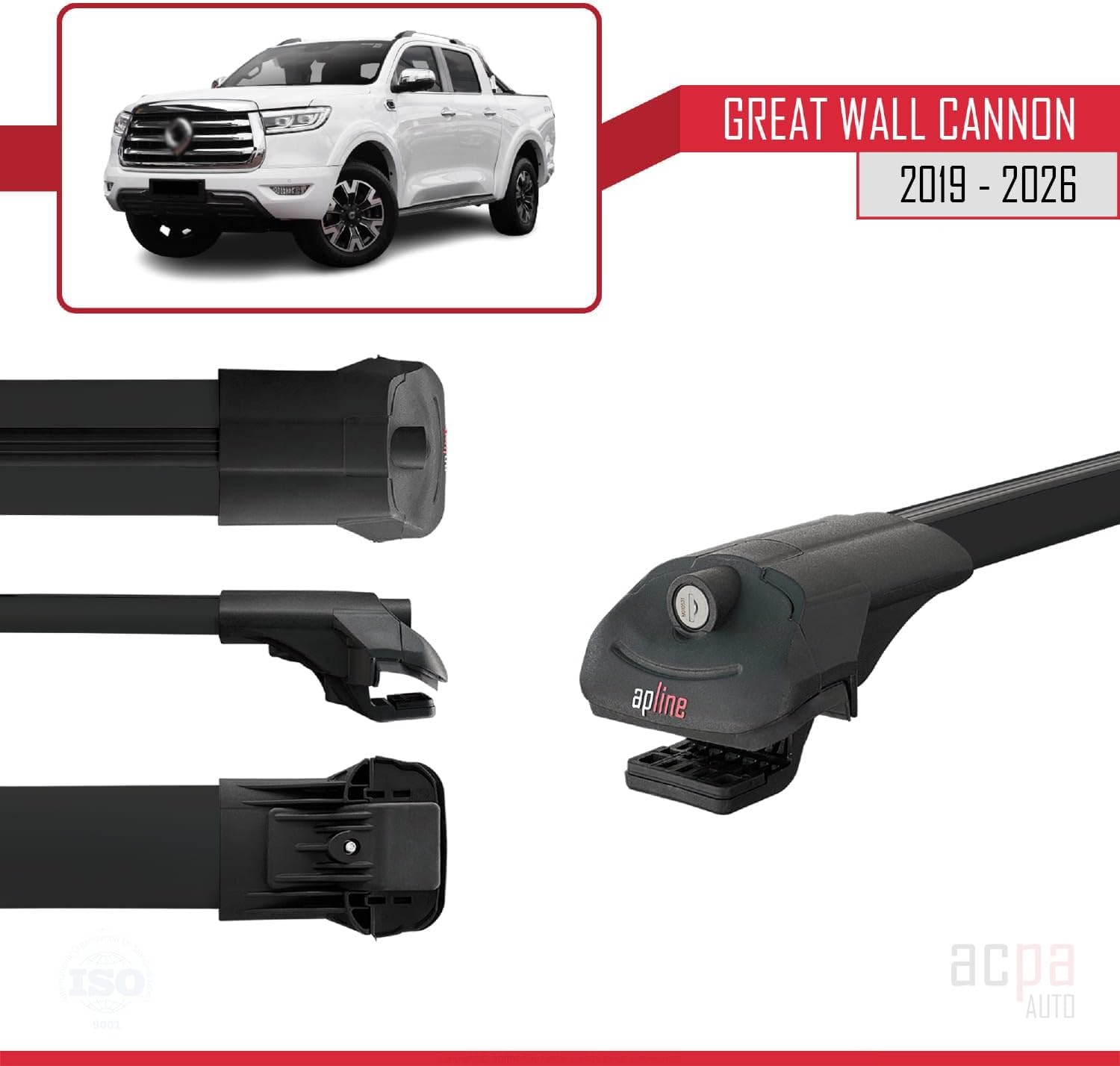 Compatible with Great Wall Cannon 2019-2023 Roof Rack ACE-1 Roof Rack Pack Rack Black