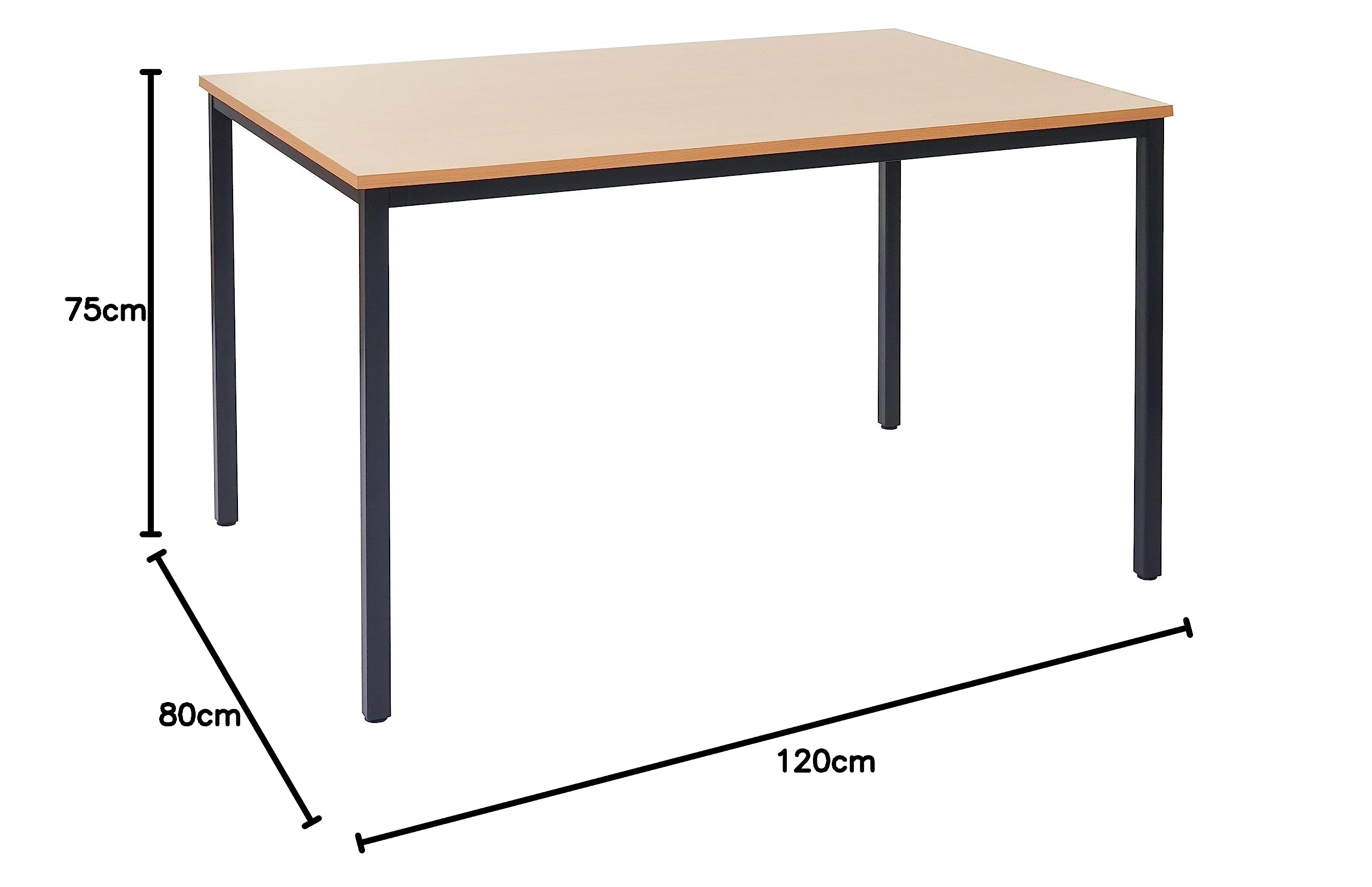 Mendler Scrivania Tavolo Ufficio conferenza Braila MDF 80x120x75cm Legno Chiaro