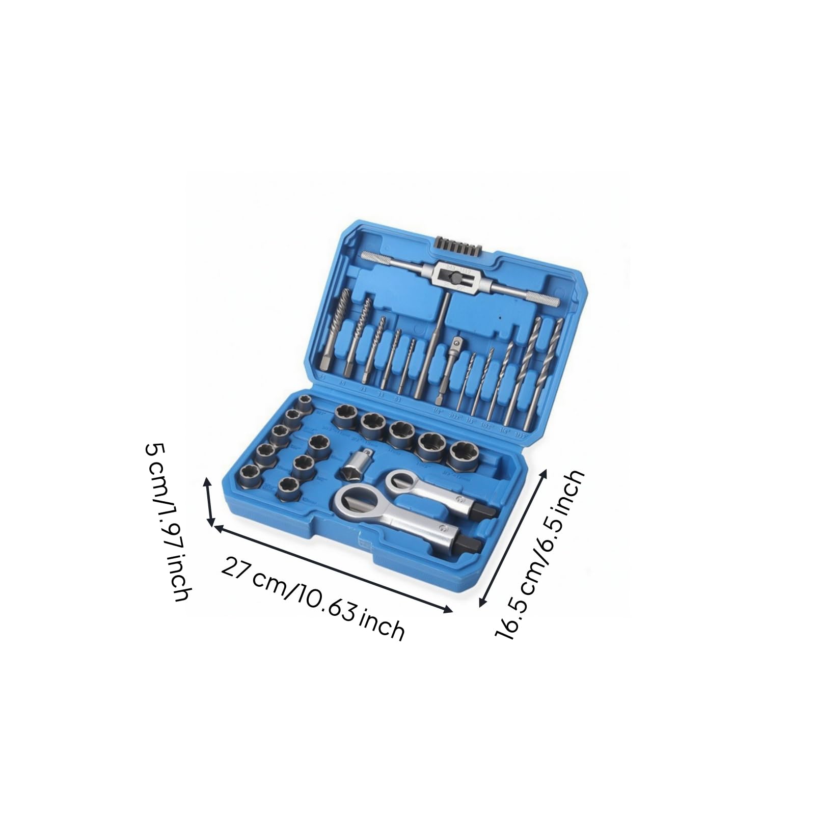 Set Estrattori Viti e Dadi Robusto Estrattori con Valigetta Compatto Bussole Estrattive per Artigiani, Officina, Garage, Riparazioni Domestiche, Blu