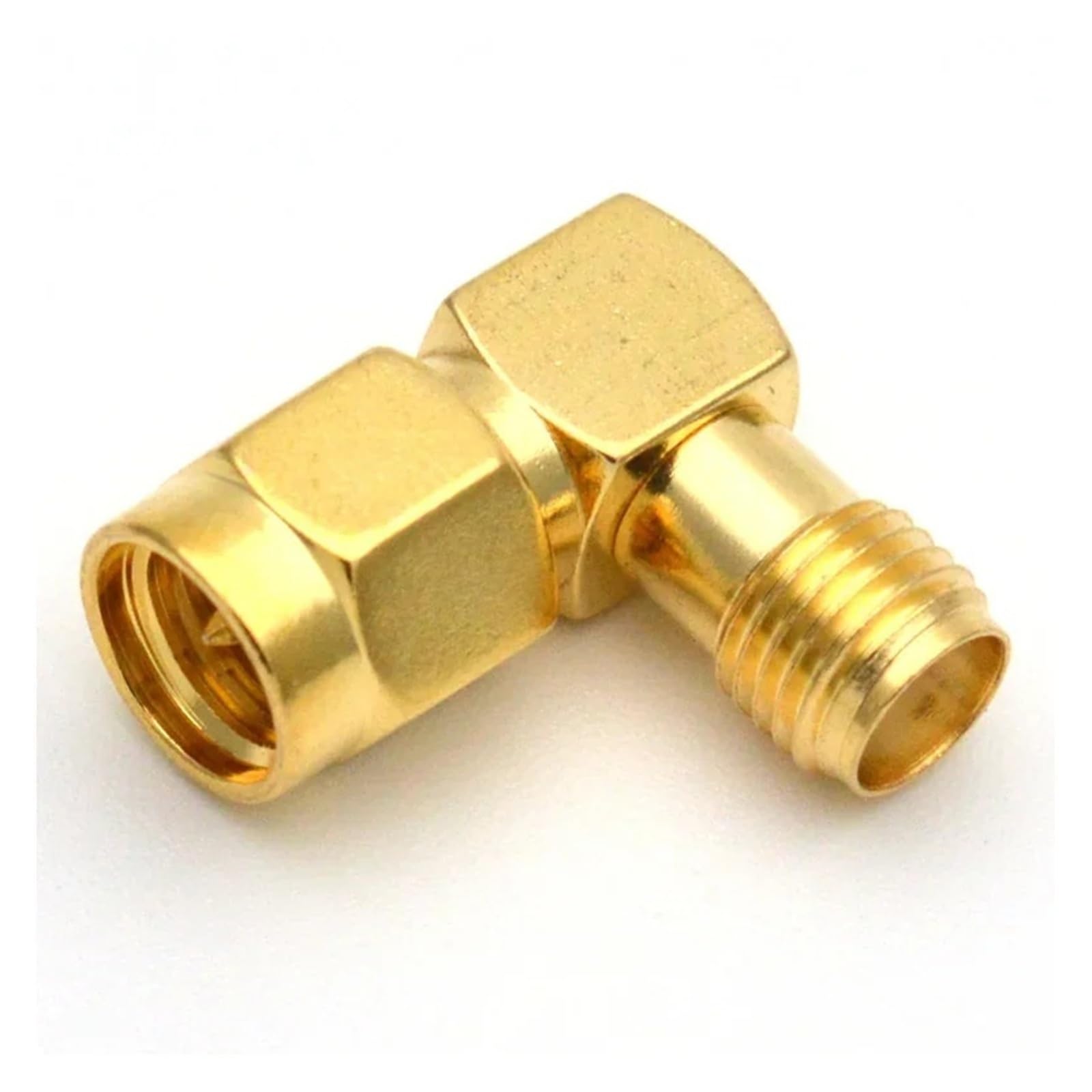 Lot de 5/10 adaptateurs coaxiaux RF SMA mâle vers femelle à angle droit à 90 degrés 50 ohms plaqué or pour extension d'antenne LTE (type 1, 5 pièces)