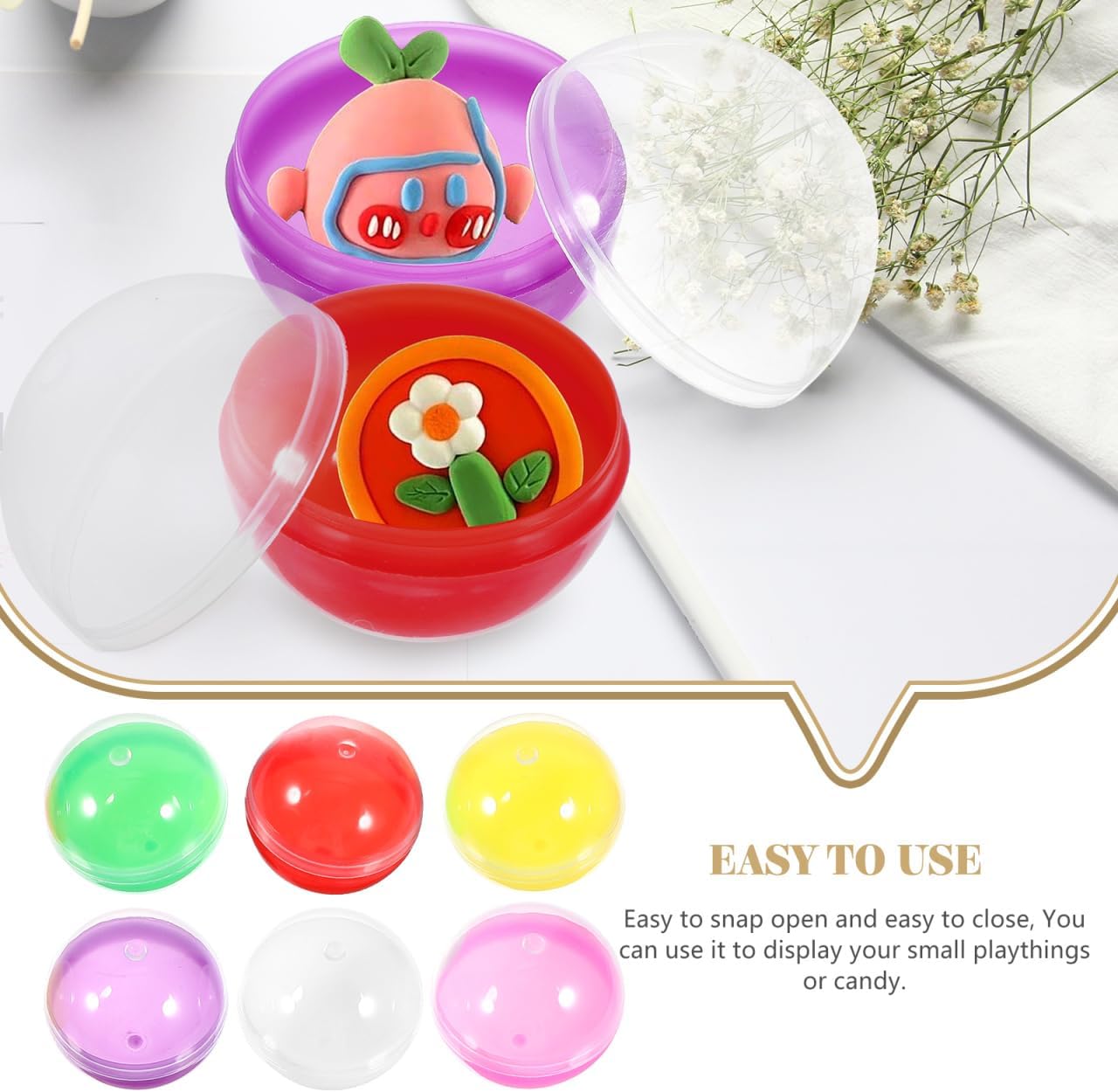 Healeved 50PCS Gumball Vending Machine Capsules Egg Shell Easter Candy Storage Box 1.1 Inch Empty Vending Machine Capsules Fillable Prize Balls Capsules