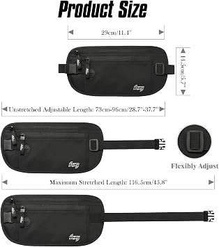 MoKo Travel Money Belt with RFID Blocking and 3 Pockets