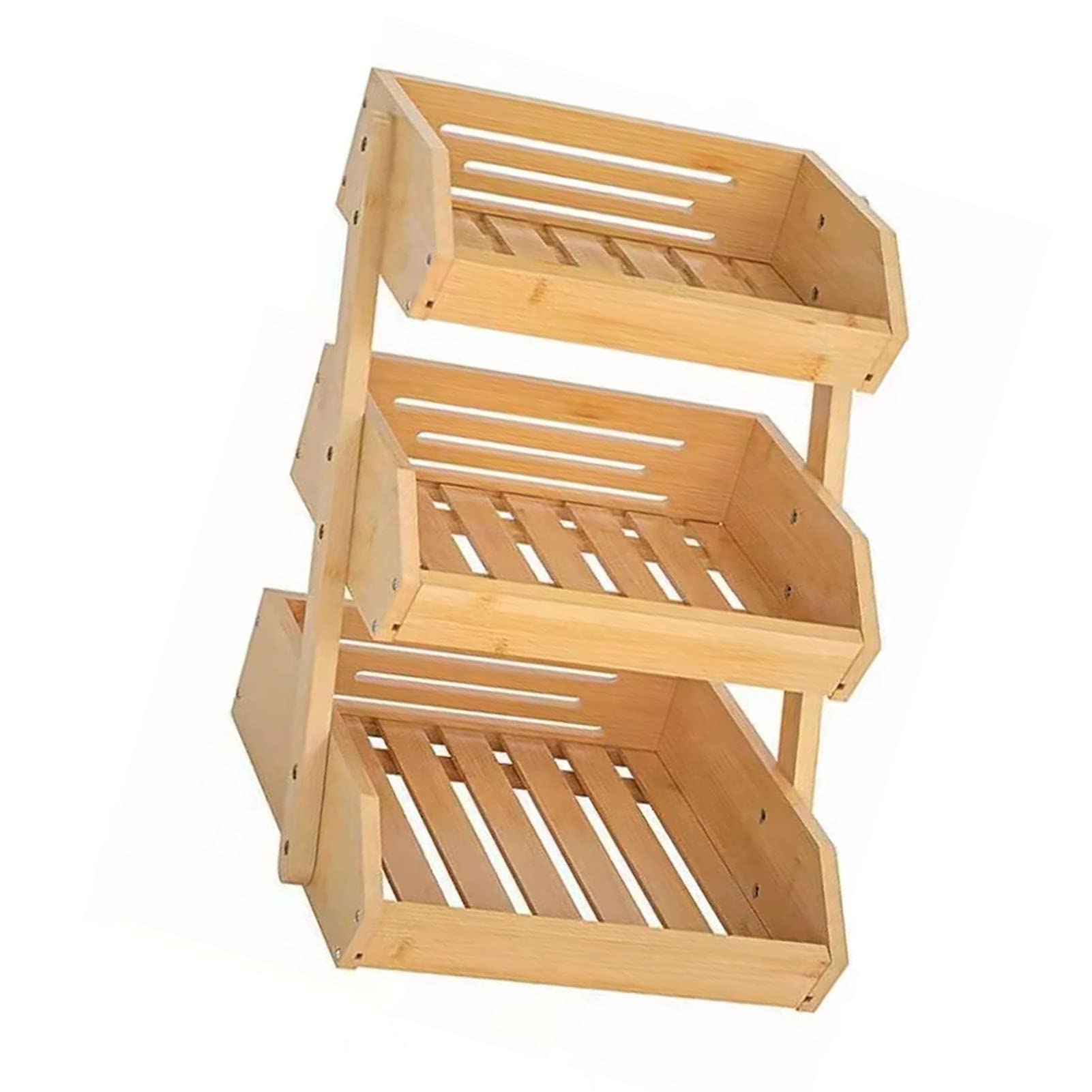 Tyenaza Corbeille à Fruits en Bambou à 3 Niveaux - Support de Bol à Légumes de Grande Capacité Pour Garde-manger de Cuisine, Pommes de Terre (30 * 33 * 41cm)