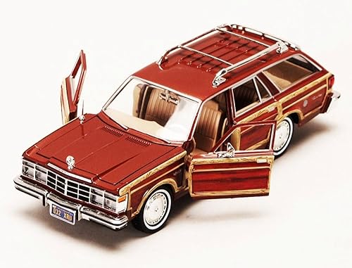 Miniatura 6 de Chrysler Lebaron Town & Country Wagon 1979, rojo con revestimiento Woodie Motormax 73331-1/24 escala modelo de auto fundido a troquel