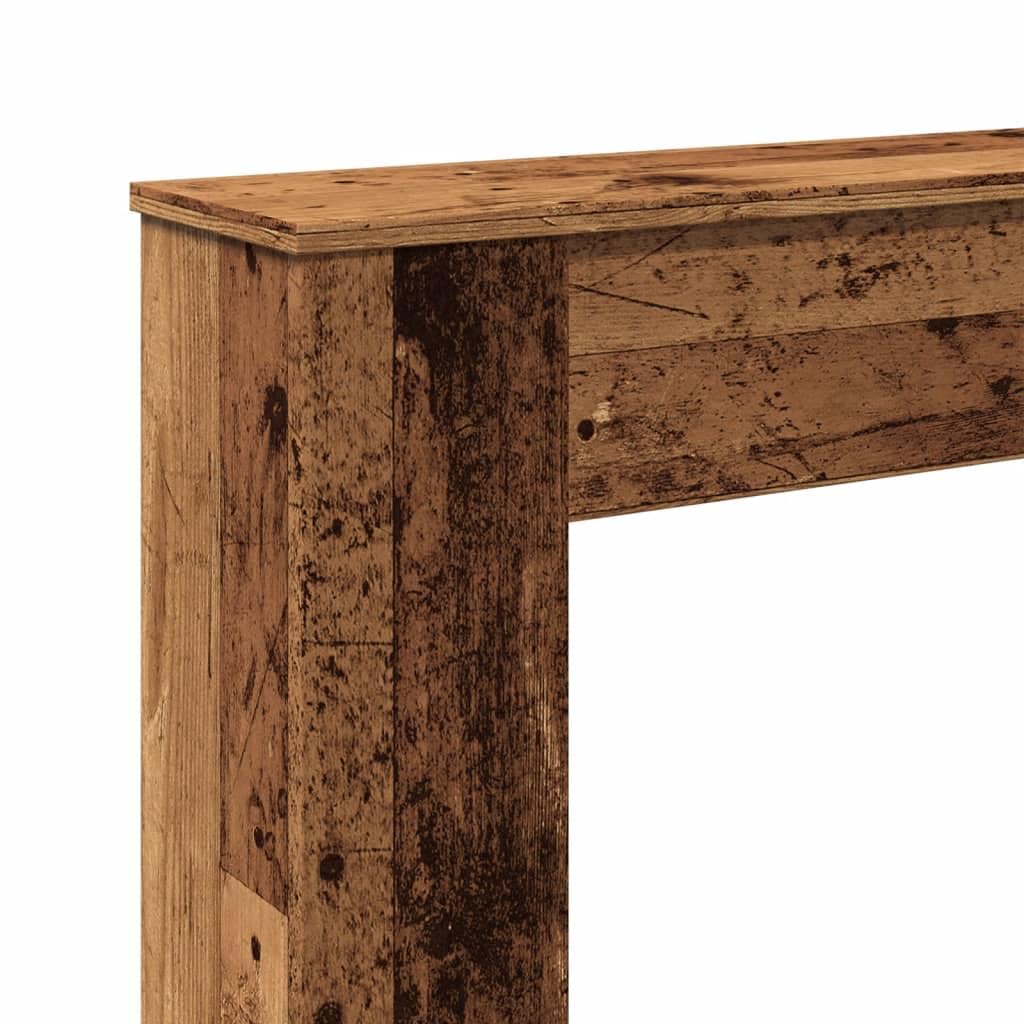 Repisa de chimenea con aspecto de madera envejecida, 100 x 20 x 100 cm, repisa para chimeneas eléctricas, función de almacenamiento con soporte de pared, accesorios de chimenea para salón y