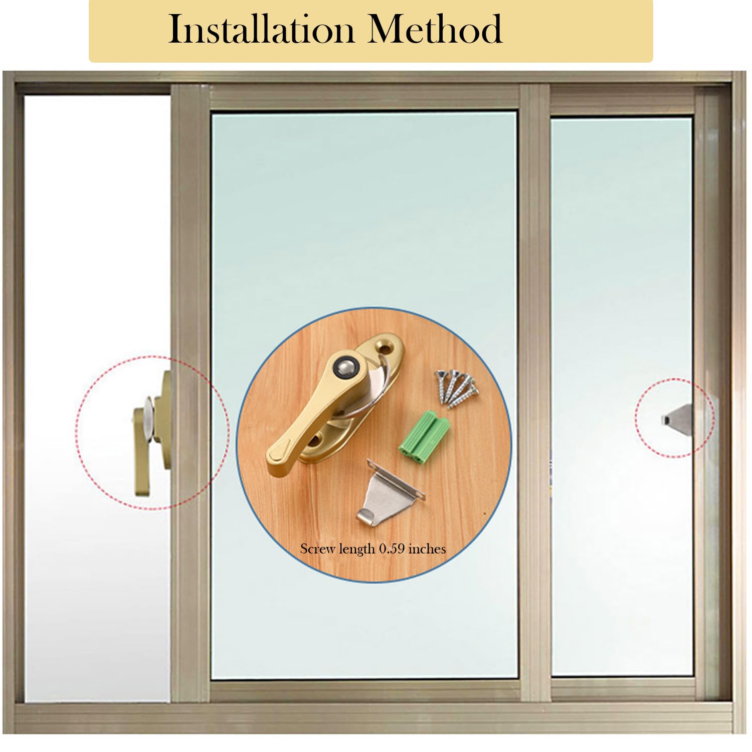 Window Lock for Windows & Doors - Zinc Alloy Adjustable Sash Latch 360° Rotatable Security Restrictor Fits PVC/Aluminum Frames - Image 3