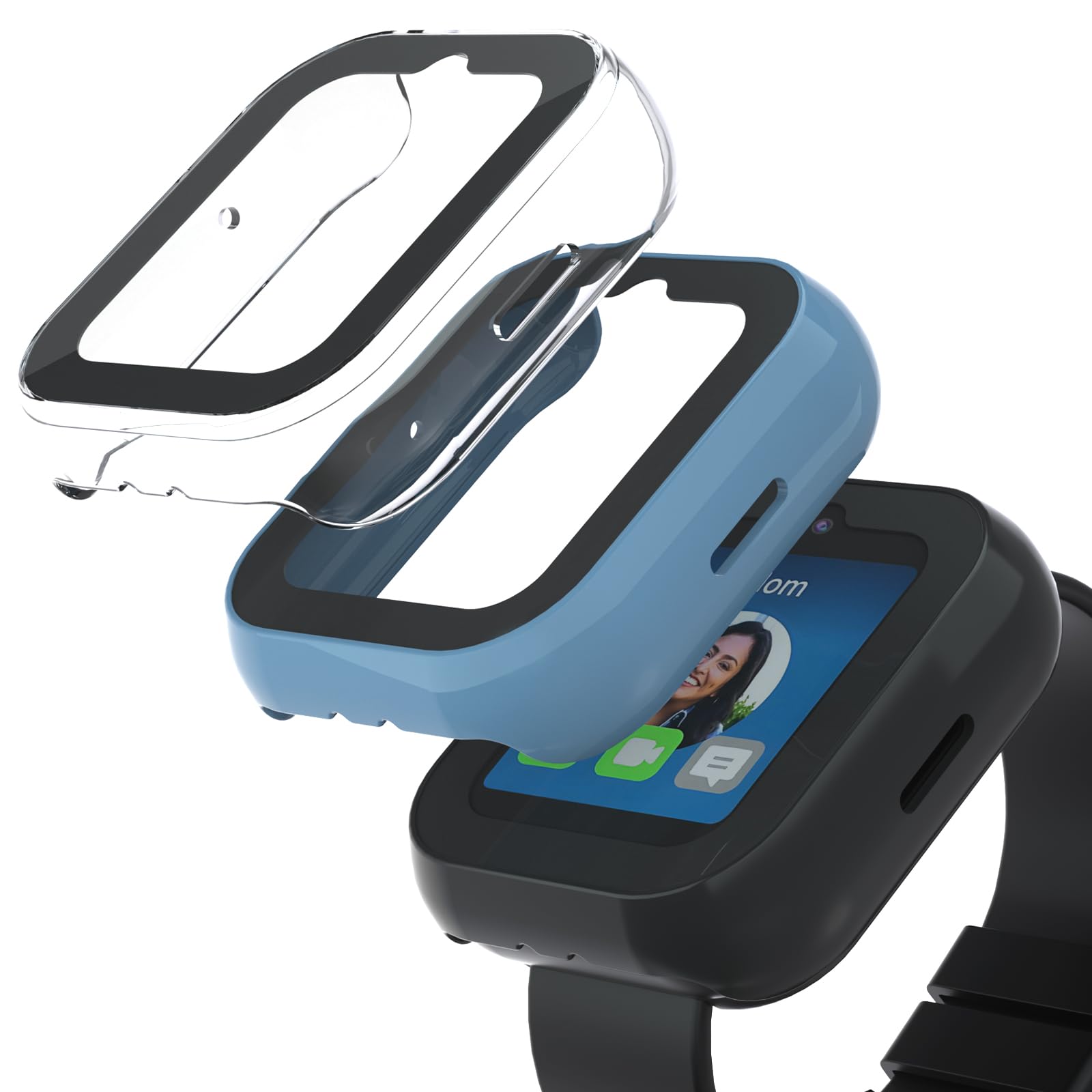 sylacor Compatible with Sync UP Kids Watch 2 Screen Protector, 3Pack Hard PC and Tempered Glass Case Cover for T-Mobile SyncUP Watch, Anti-Scratch and