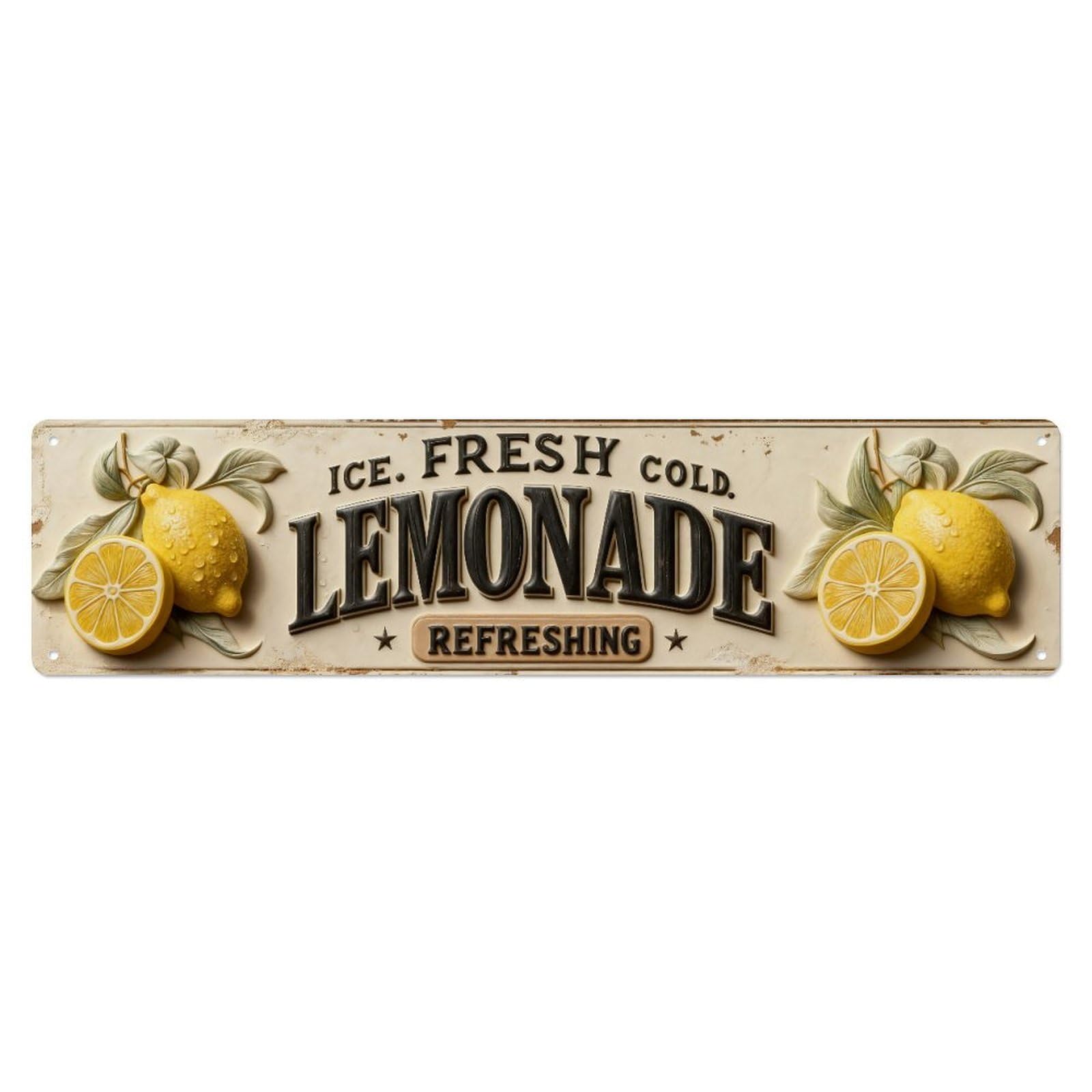 Lemonade Fresh Cold Sweet Ice Tin Sign Vintage Metal Sign Home Bar Garden Indoor & Outdoor Wall Decor Retro Metal Poster 4x16 Inch