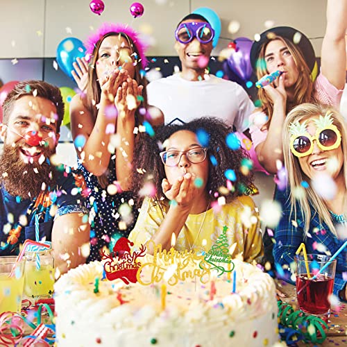 Whaline 48Pcs Christmas Cupcake Toppers 3 Design Glittery Cake Topper Xmas Tree Snowman Merry Christmas Party Table Centerpiece Food Picks Cupcake Decoration Supplies For Christmas #TOP6