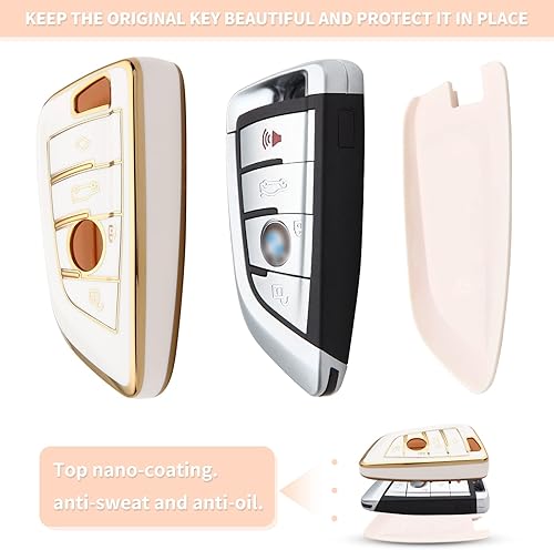 Miniatura 3 de Compatible con la serie BMW 2, 3, 5, 6, 7, X1, X2, X3, X4, X5, X6, funda especial de TPU antihuellas, accesorios para mujer (blanco)