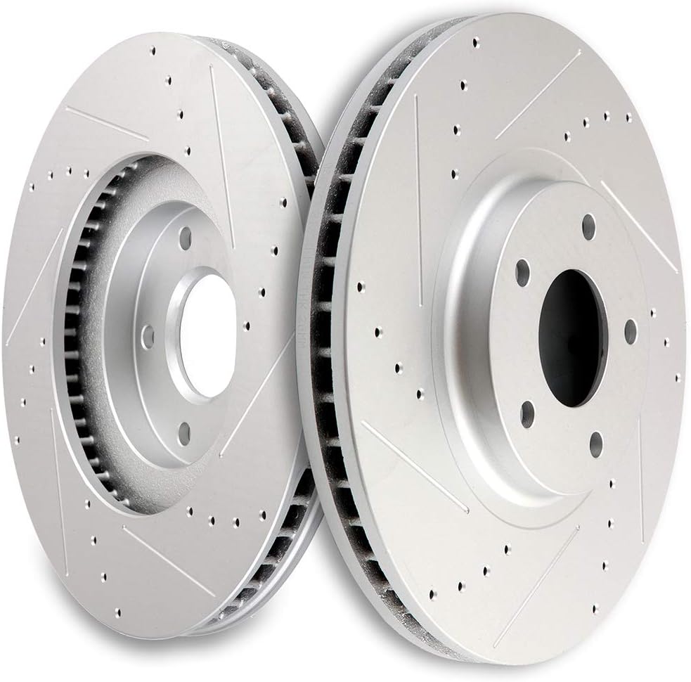 SCITOO Front Brake Rotors, 2pcs Drilled & Slotted Brakes