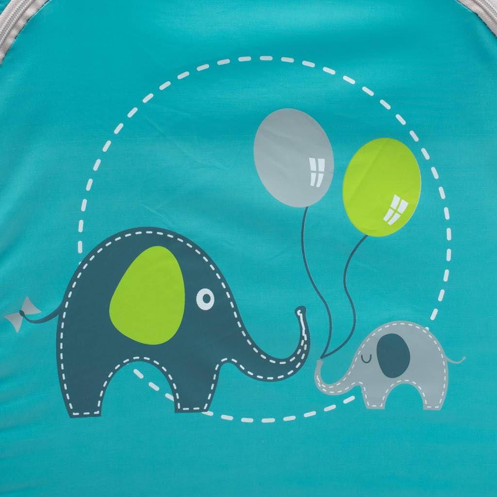 Baby Mix - Reisebett - Elefanten-Design - Hellblau - Faltbar & Leicht - Inklusive Rollen - Belüftungsgitter - Campingbett - Tragbar - Kompakt - Hängematte