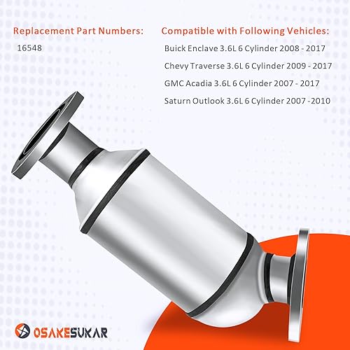 Miniatura 3 de Convertidor catalítico de alto flujo de estilo de fábrica compatible con Chevrolet Traverse 2009-2017Buick Enclave 2008-2017GMC Acadia
