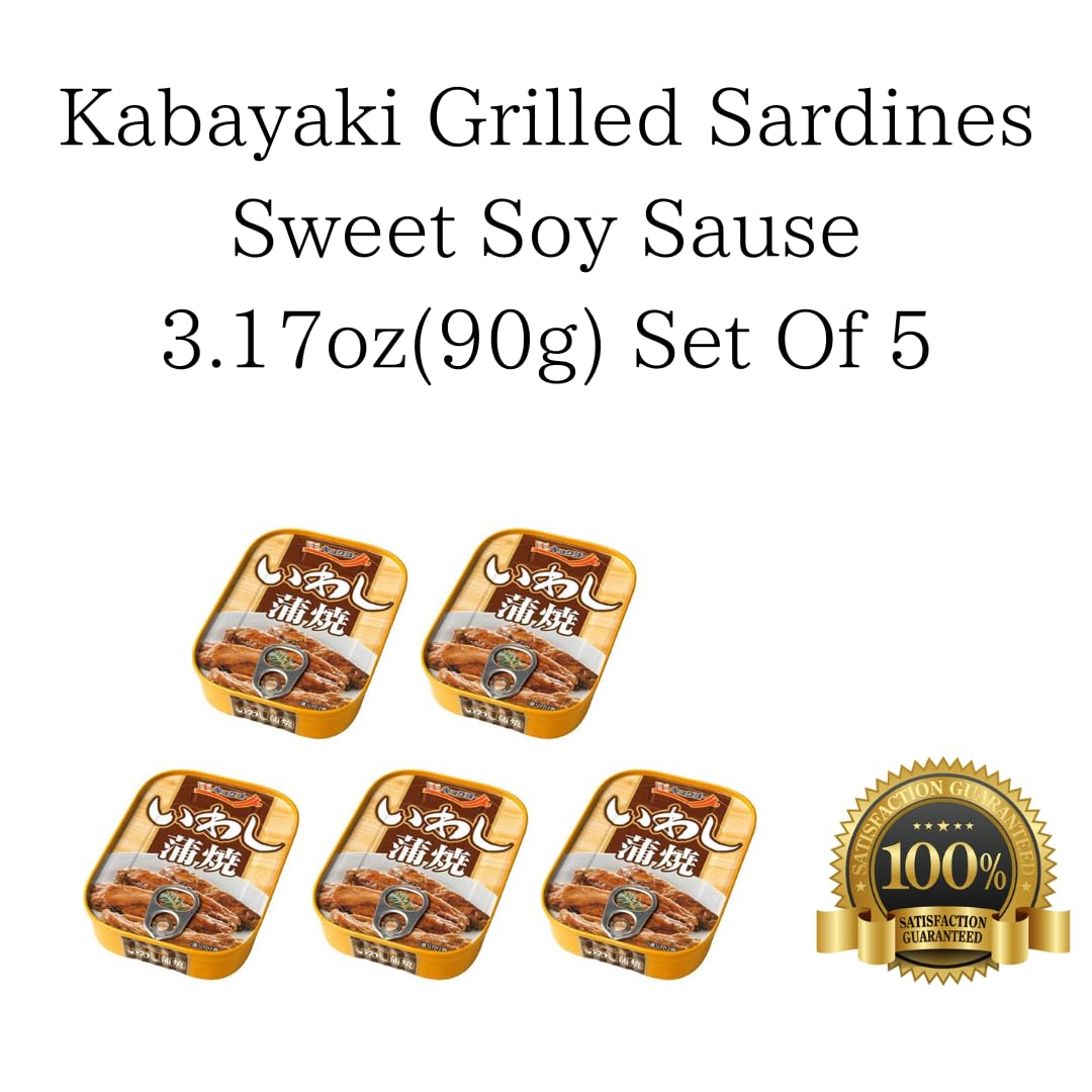 Kabayaki Grilled Sardines Sweet Soy Sause 3.17oz(90g) Set Of 5 Wild Caught Sardines