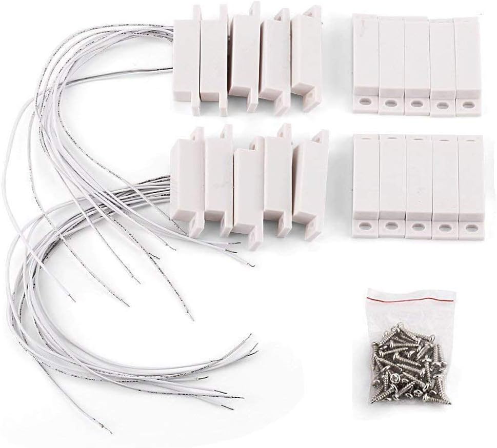 10pcs Surface Mount Alarm 10W 100V 0.5A in Max Magnetic Contact Ideal for Door Window Security with Lead Wire and 3M Adhesive Paper