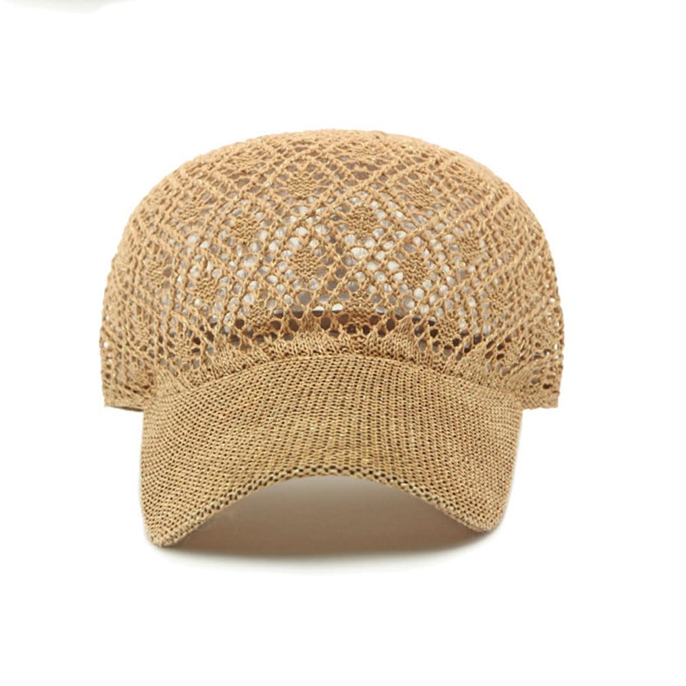 Gorra de Béisbol Mujer Verano Ajustable Baseball Cap Malla Transpirable Gorro Sombrero para el Sol Casuales Gorra de Playa Paja