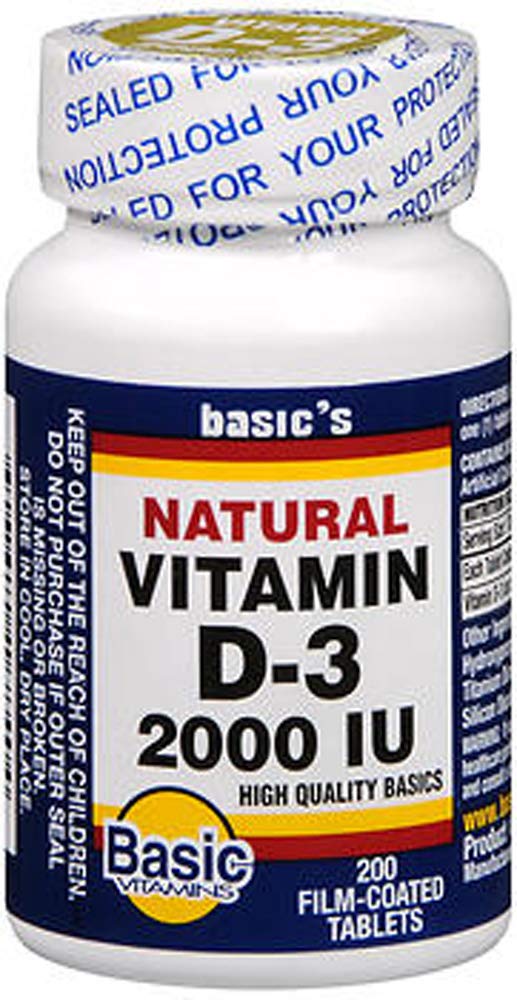 Natural Vitamin D-3 2000 IU - 200 Film-Coated Tablets, Pack of 2