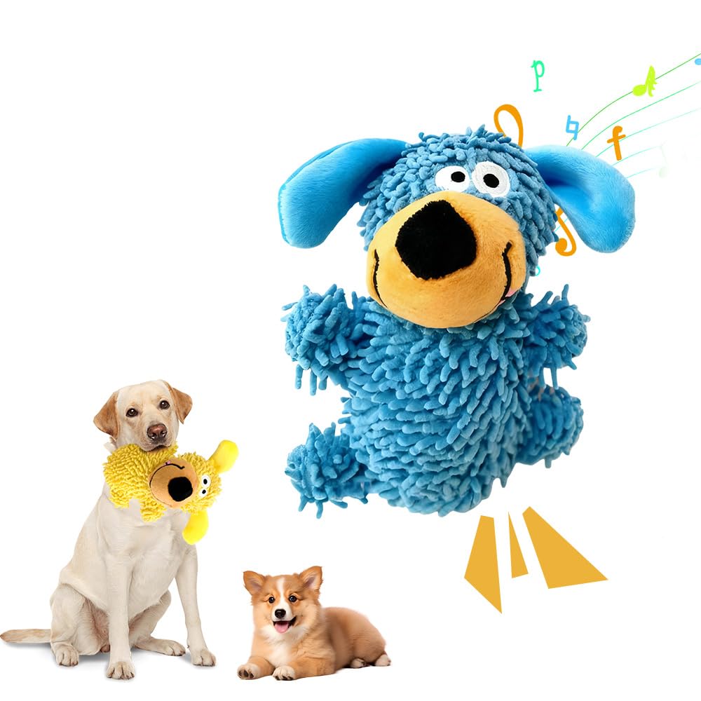 Squeaky Dog Plush Toy Cute Cartoon Dog Chew Toy with Built-in Squeaker Soft Plush Interactive Puppy Toy for