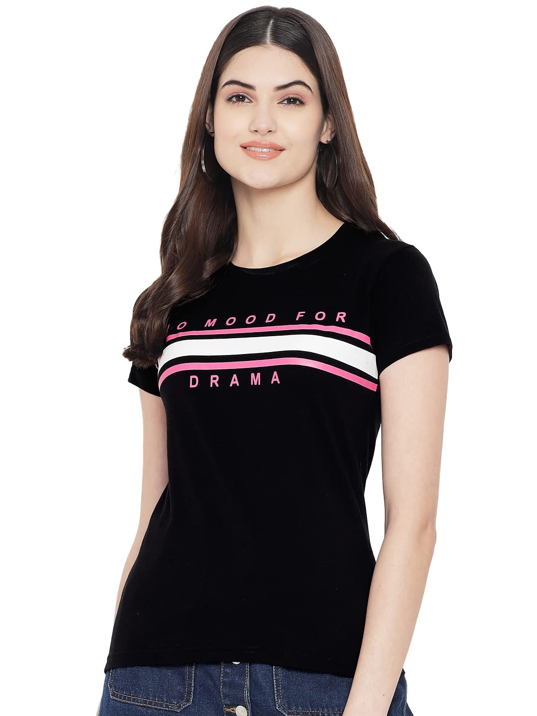 Women's Red Color Graphic Print Pure Cotton Regular T-Shirt