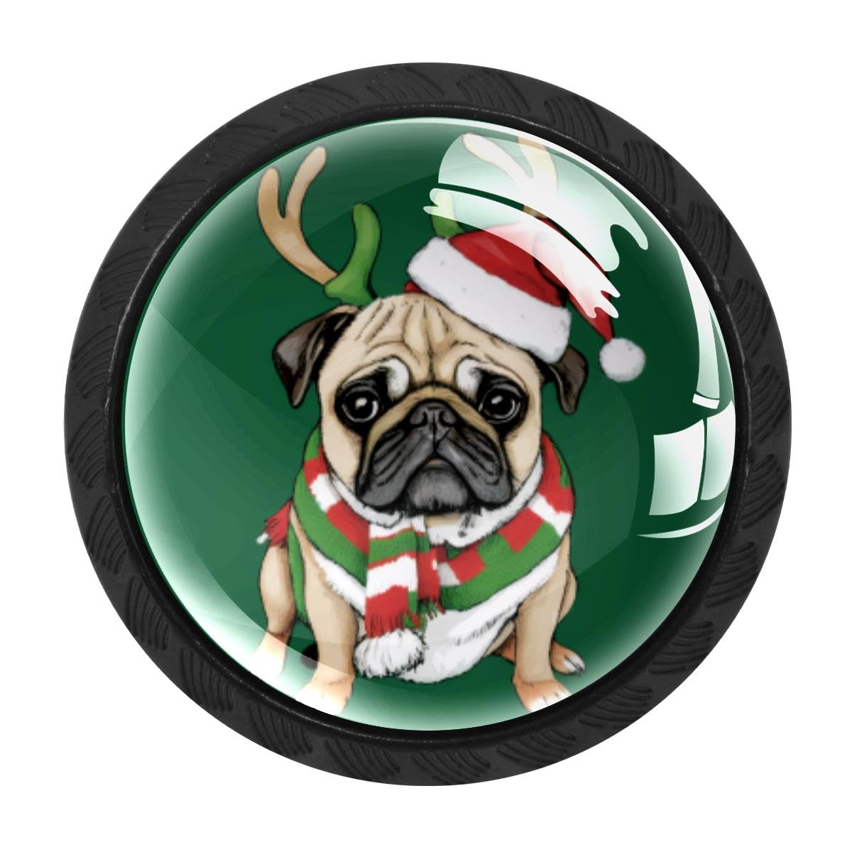 Heoeh Multi 3 4 Pcs Kitchen Cabinet Knobs, Christmas Pug Drawer Knobs Dresser Handles