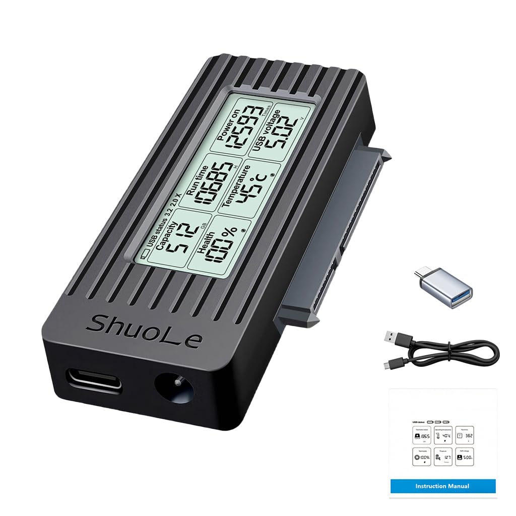 ZORBES® SATA to USB 3.0 Hard Drive Reader with LCD Display, Support Max 16TB Capacity, Plug and Go, External HDD/SSD Docking Adapter for Fast Data Transfer