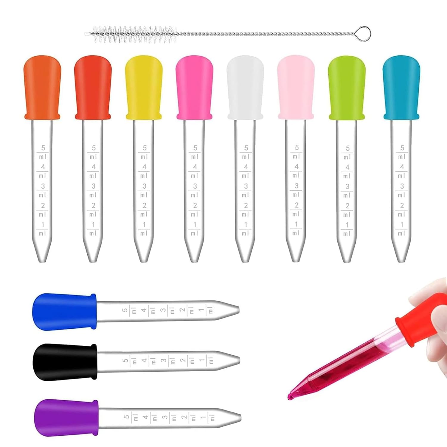 23 Stück Pipetten, Silikon Plastik Pipette Baby 5ml, Gummiförmchen Und