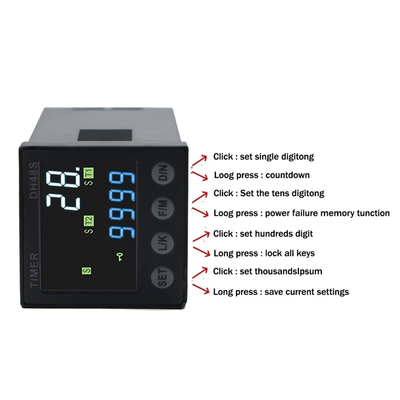 Produkt DH48S DC/AC24V AC220V Programmierbares Verzögerungsrelais 0,01S-99990h mit Sockelsockel DH48S Serie Zeitrelais 1St (Size : MG6A-5TH - 24V ACDC)
