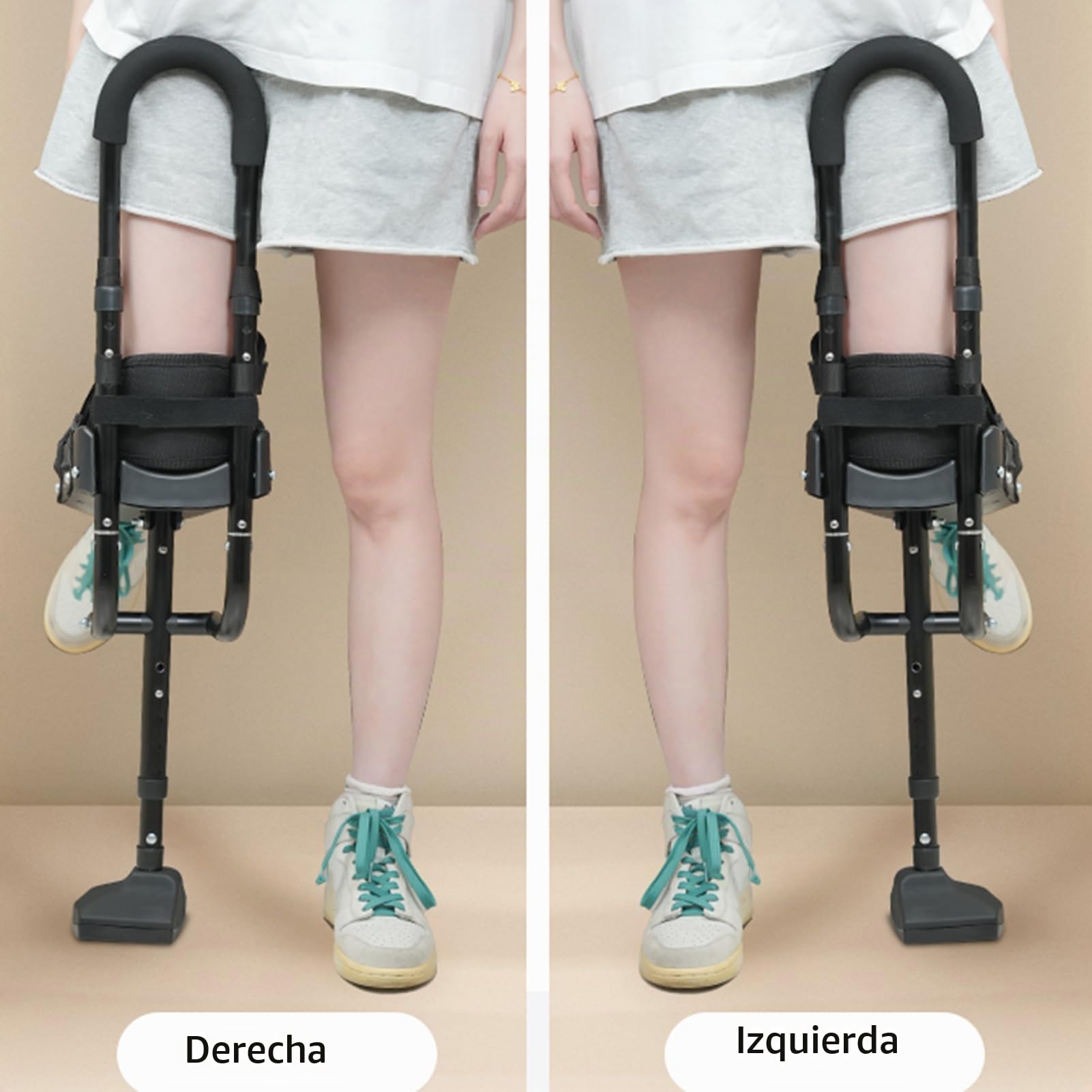 Muleta De Rodilla Ajustable De Manos Libres, Muleta Telescópica De Una Sola Pierna Manos Libres, Rodilla Antideslizante Alternativa A Las Muletas Soporte para Caminar para Fracturas De Tobillo