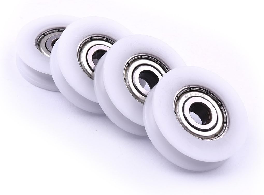 4pcs U Deep Groove Track Pulley Wheel Bearing,Nylon Roller Wheel Round High Carbon Steel Bearing, 4 Pcs HU-0830-10