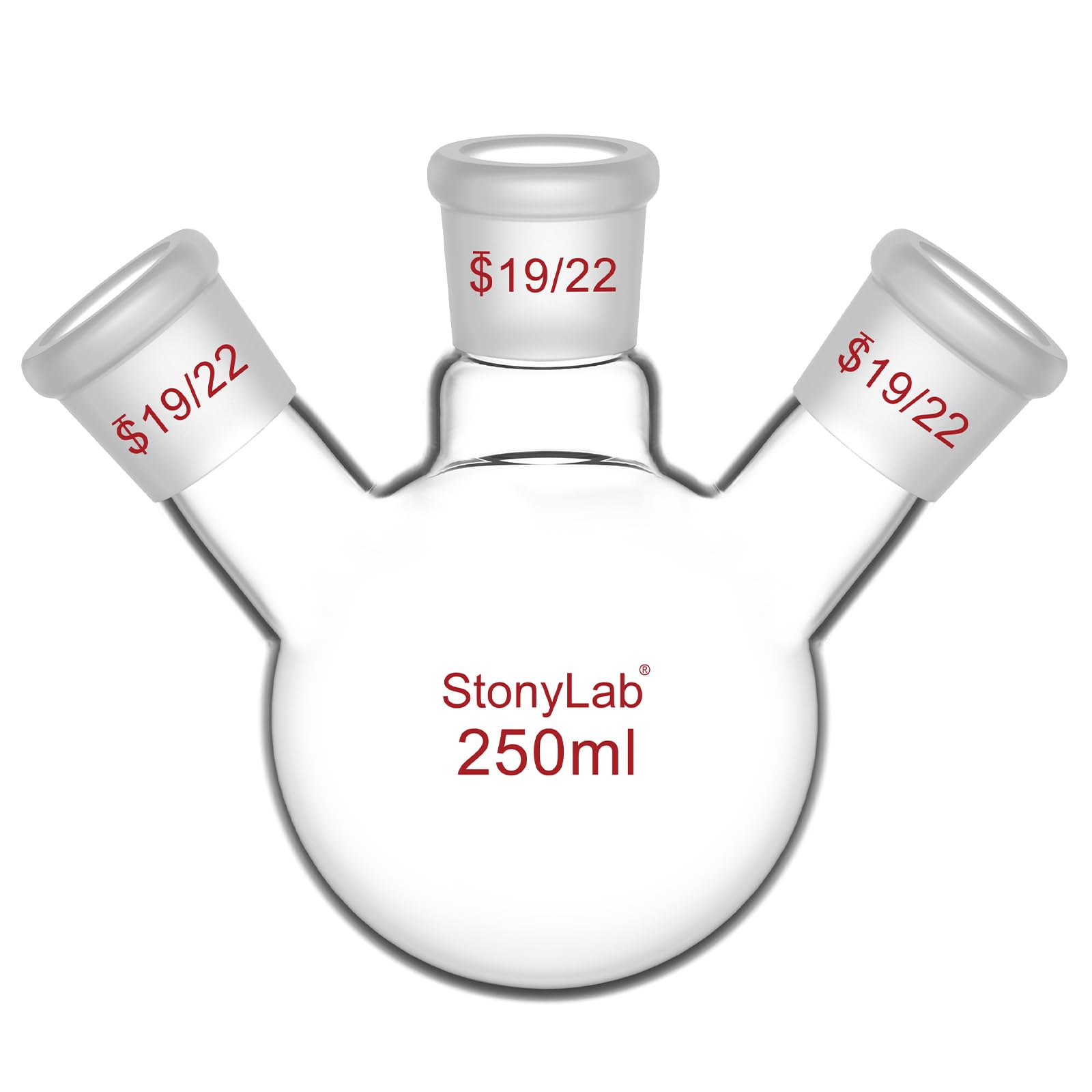 stonylab Borosilicate Glass Heavy Wall 3 Neck Round Bottom Flask RBF, with 19/22 Center and Side Standard Taper Outer Joint, 50 mL — Amazon image 8