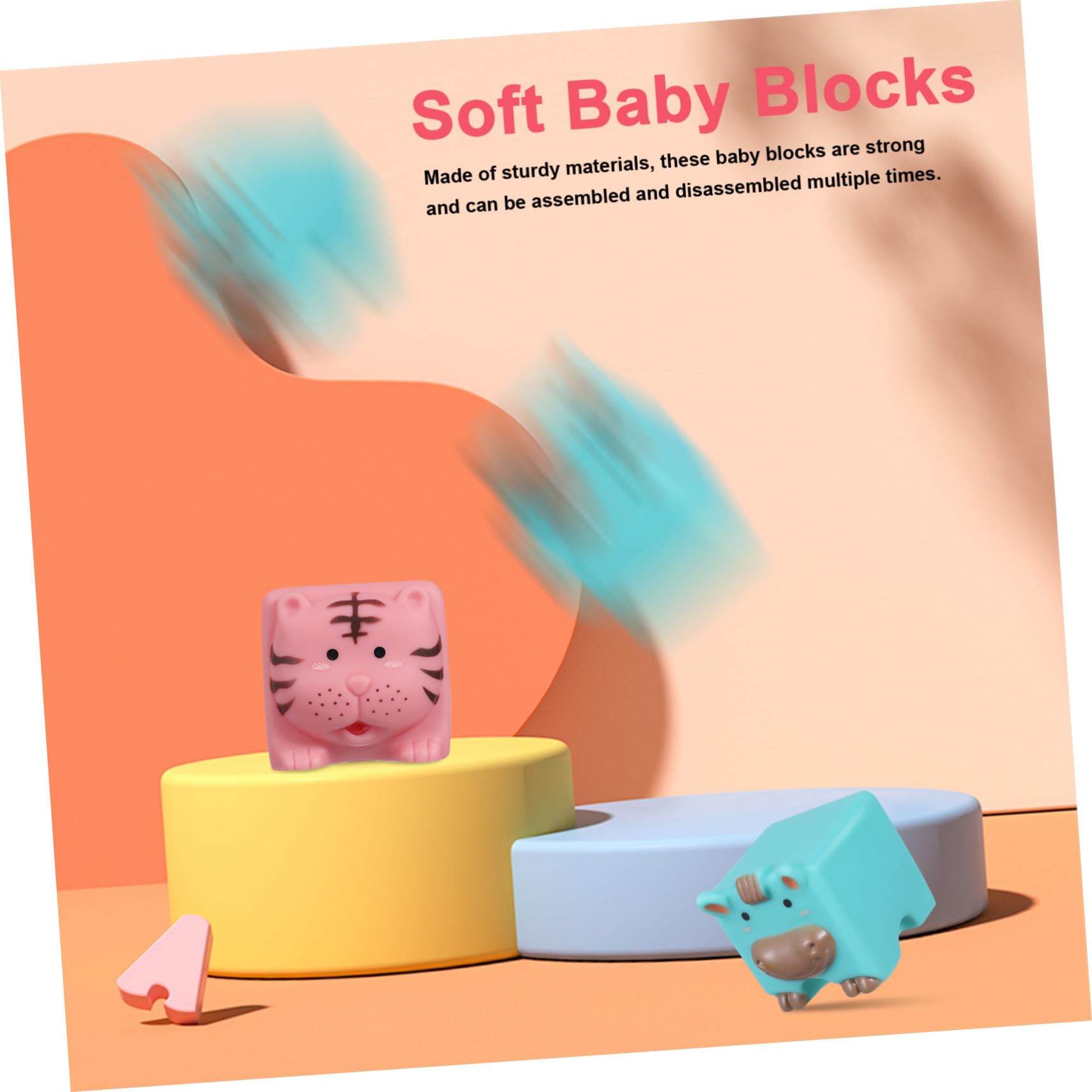 FRCOLOR 12 Piezas Juguetes de Bloques de Construcción Blandos para Bebés Bloques de Goma Suaves para Shower Incluye y Números Bolsa para Almacenamiento