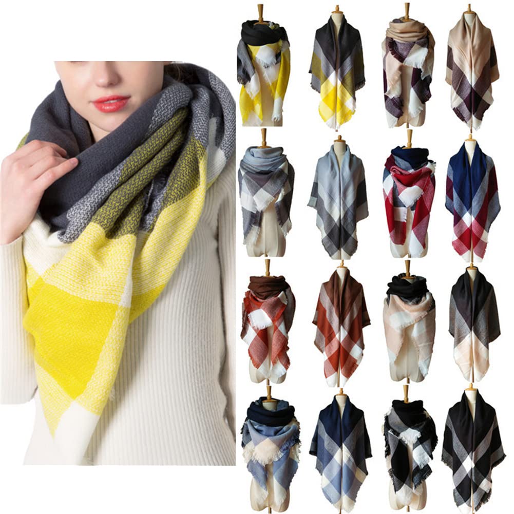Écharpe à Carreaux Pour Femme - 140x140 Cm, Imitation Cachemire, Chaud, Plusieurs Coloris, Pour Automne/hiver