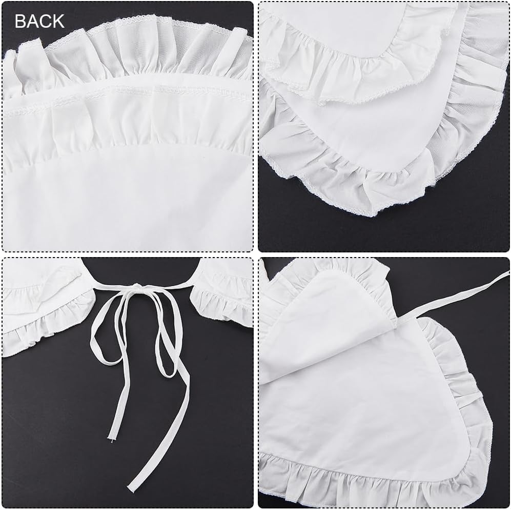GORGECRAFT 1 Box Halloween Christmas Ruffled Edge Neckline Trim Collar Dickey Detachable False Collars White Decorative Lace Capes Applique Shirt Lapel with Rope for Women Dress Blouse Clothes Sewing
