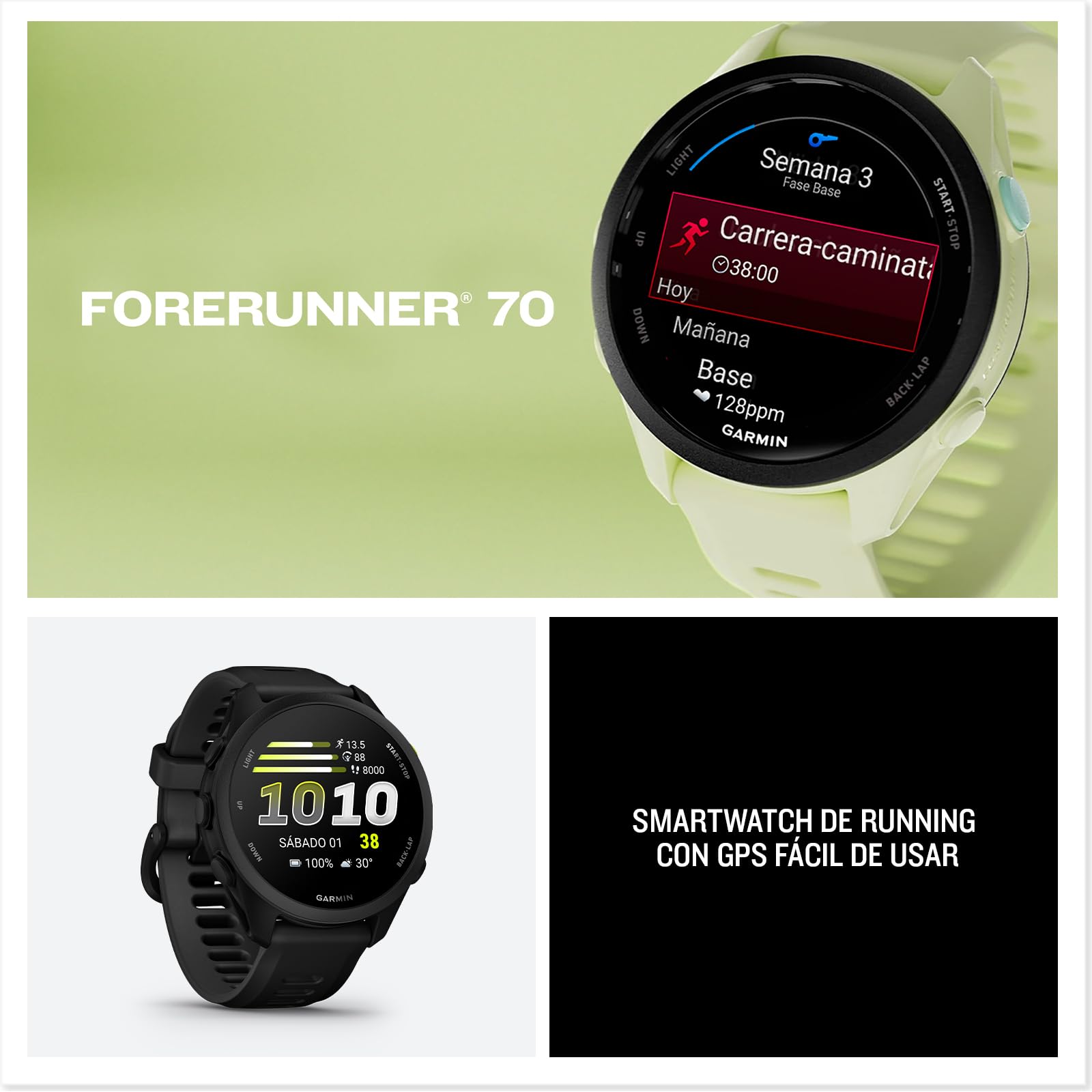 Garmin Forerunner 70 Reloj Inteligente para Correr con GPS, Pantalla Táctil AMOLED, Métricas Optimizadas, Planes de Entrenamiento, Estado de Salud, Autonomía de 13 Días, Lila