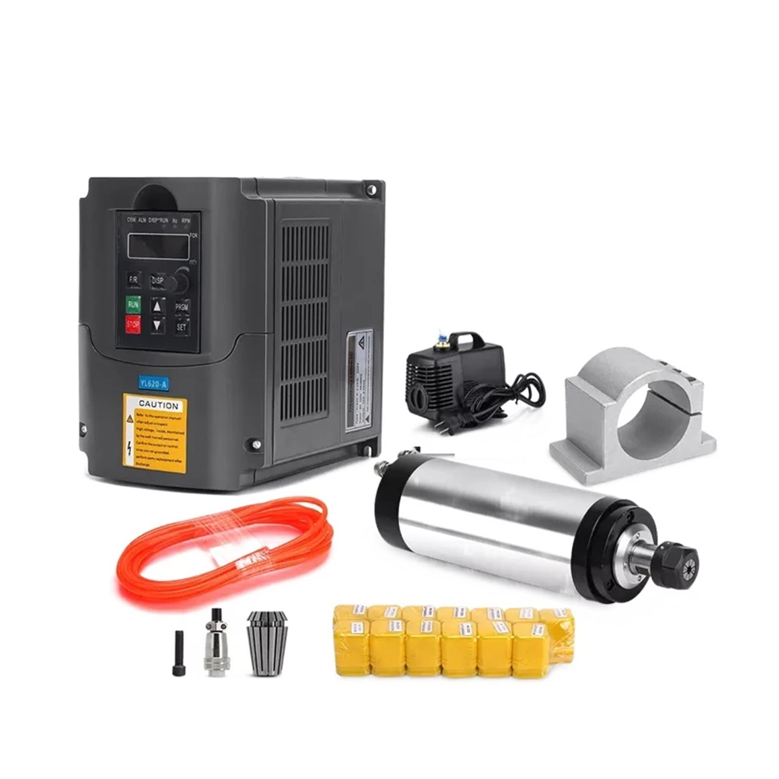 CNC Spindle Motor Kits, 2.2KW Water Cooled Spindle Motor Kit CNC Milling Spindle 2.2KW+ 2.2KW Inverter +80mm Spindle Holder+ER20 Collet for CNC Router for CNC Router(1.5kw with ER11)