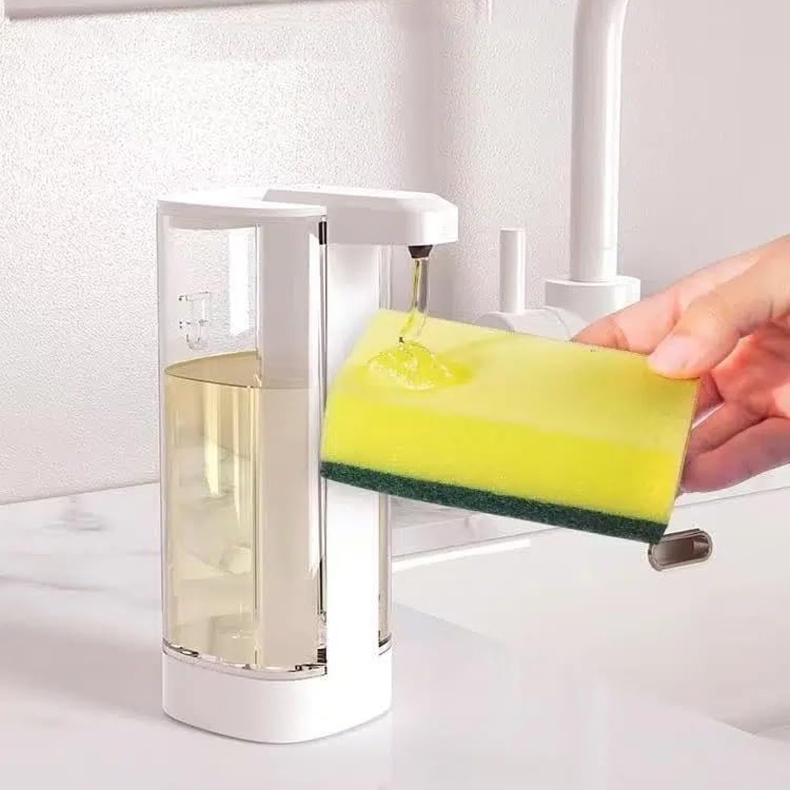 Dozownik mydła do rąk, automatyczny dozownik mydła, bezdotykowy dozownik mydła do naczyń, 500 ml, 4 regulowane poziomy mydła, dozownik płynu do łazienki, kuchni