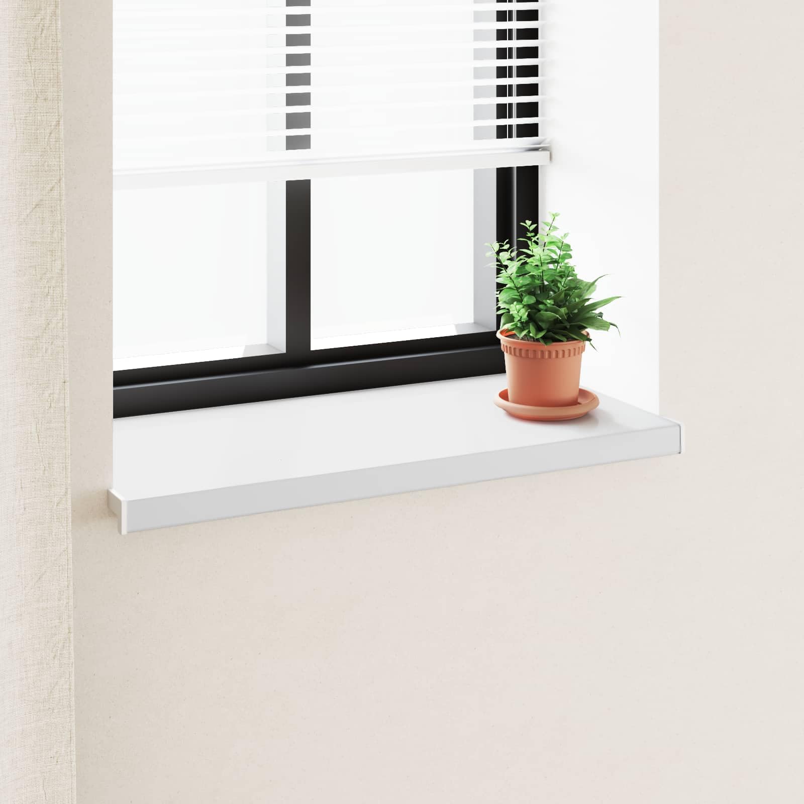 Biały wspornik okienny 80 x 40 x 4,5 cm PVC | Łatwy do przyklejenia, wodoodporna gładka powierzchnia, do pielęgnacji wody na zewnątrz