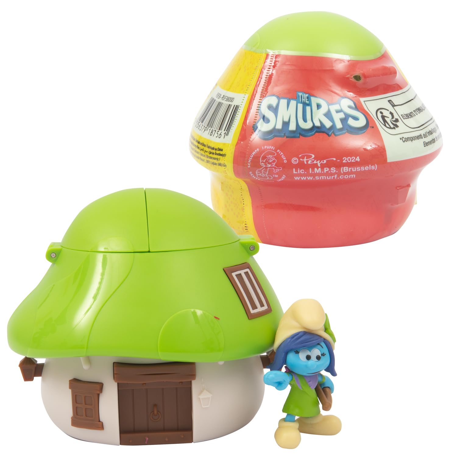 Smerfy, Dom z 1 figurką, 5,5 cm, model burzy, zielony, dla dzieci od 3 lat, PUF385