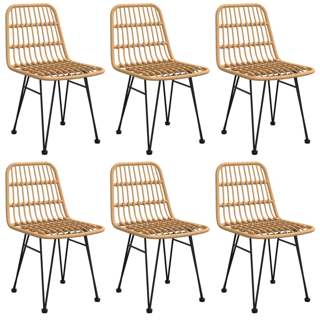 Set da pranzo da giardino in polyrattan, 7 pezzi, con tavolo e sedie, per terrazza, balcone, giardino, veranda, esterni, con imbottiture, resistente alle intemperie e facile da pulire, per